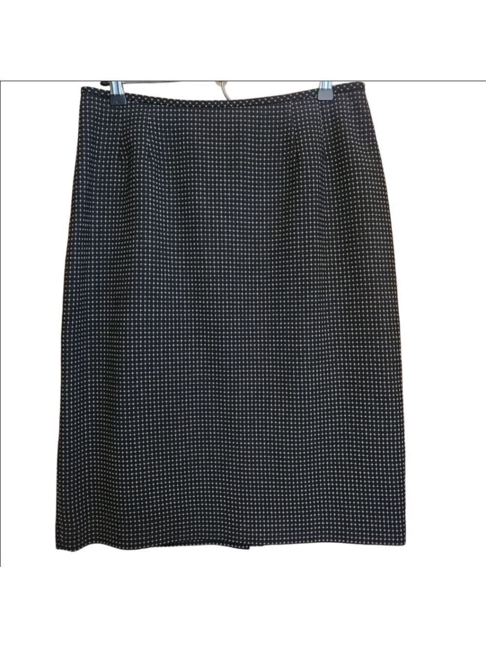 KASPER BLACK WHITE TEXTURED CROSSHATCH MIDI SKIRT SIZE 12 SEPARATES LIKE NEW